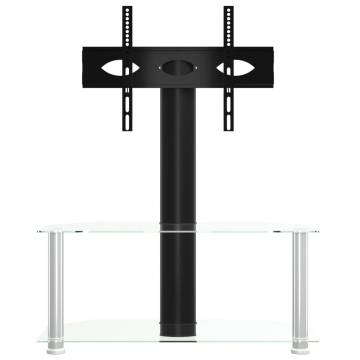 Corner TV Stand for 32-70 Inch TVs - Black & Silver Design