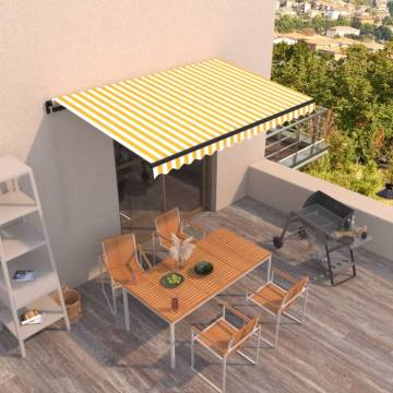 Manual Retractable Awning 400x350 cm - Yellow & White