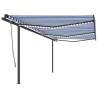 Manual Retractable Awning with LED - 6x3.5m Blue & White