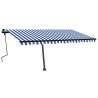 Manual Retractable Awning with LED - Blue & White 450x350 cm