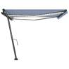 Manual Retractable Awning with LED - Blue & White 450x350 cm