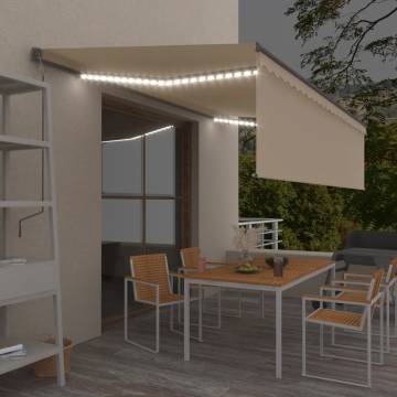 Manual Retractable Awning with LED 5x3m - Cream | Hipo Market