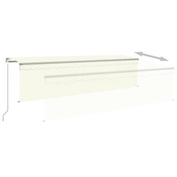 Manual Retractable Awning with LED 5x3m - Cream | Hipo Market