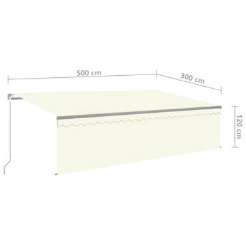 Manual Retractable Awning with LED 5x3m - Cream | Hipo Market