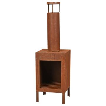 ProGarden Fireplace with Chimney and Handles - 100 cm Rust