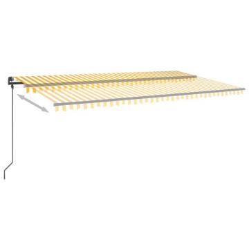 Manual Retractable Awning with LED - 6x3.5m Yellow & White