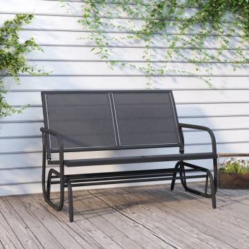 Garden Glider Bench Black 120.5x76x86.5 cm - Hipomarket