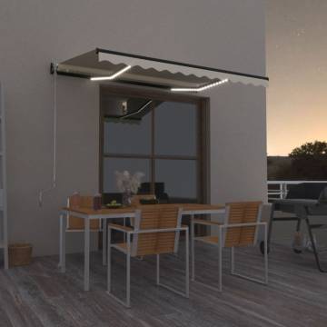 Manual Retractable Awning with LED - Yellow & White 350x250cm