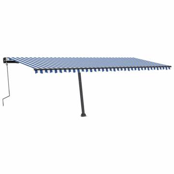 Manual Retractable Awning with LED 600x350 cm - Blue & White