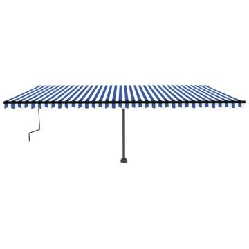 Manual Retractable Awning with LED 600x350 cm - Blue & White