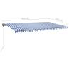 Manual Retractable Awning with LED 600x350 cm - Blue & White