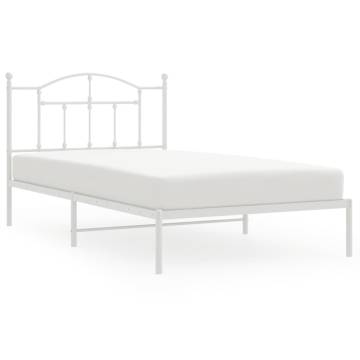 Metal Bed Frame with Headboard - White 100x200 cm | HipoMarket