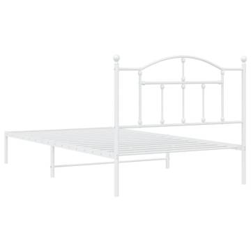 Metal Bed Frame with Headboard - White 100x200 cm | HipoMarket