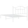 Metal Bed Frame with Headboard - White 100x200 cm | HipoMarket