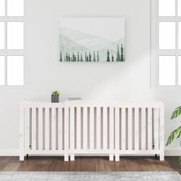 Stylish White Radiator Cover - Solid Pine Wood 210x21x85 cm