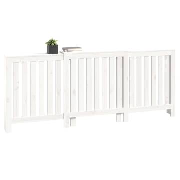 Stylish White Radiator Cover - Solid Pine Wood 210x21x85 cm