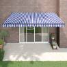 Retractable Awning Blue and White 4x3 m Fabric and Aluminium Colour blue and black Size 4 x 3 m Quantity in Package 1 