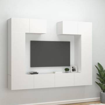 6 Piece White Engineered Wood TV Cabinet Set | Hipomarket UK