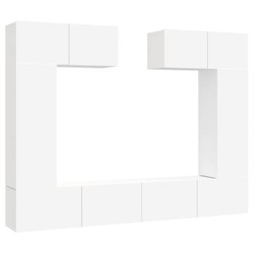 6 Piece White Engineered Wood TV Cabinet Set | Hipomarket UK