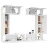 6 Piece White Engineered Wood TV Cabinet Set | Hipomarket UK