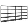 Storage Shelf 5-Tier Black 366x45.7x185 cm Plastic Size 366 x 45.7 x 185 cm Quantity in Package 1 Amount 