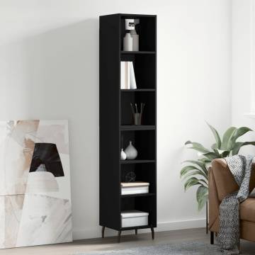 Stylish Highboard Black | 34.5x32.5x180 cm Engineered Wood