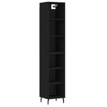 Stylish Highboard Black | 34.5x32.5x180 cm Engineered Wood