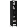 Stylish Highboard Black | 34.5x32.5x180 cm Engineered Wood