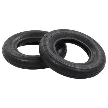 4 Piece Wheelbarrow Tire and Inner Tube Set - Heavy Duty 3.50-8