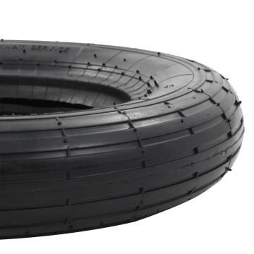 4 Piece Wheelbarrow Tire and Inner Tube Set - Heavy Duty 3.50-8