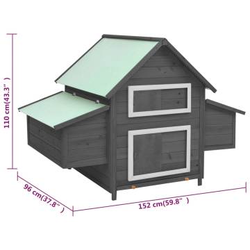 Chicken Coop Grey & White - 152x96x110 cm Solid Firwood