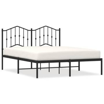 Metal Bed Frame with Headboard Black 150x200 cm King Size