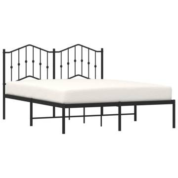 Metal Bed Frame with Headboard Black 150x200 cm King Size