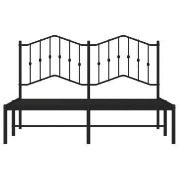 Metal Bed Frame with Headboard Black 150x200 cm King Size