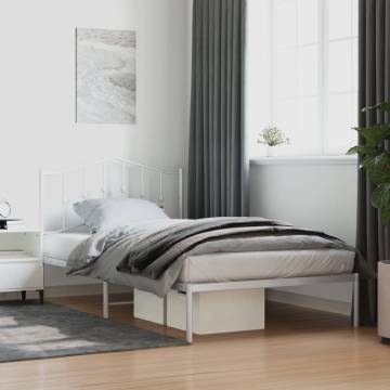 White Metal Bed Frame with Headboard - 107x203 cm