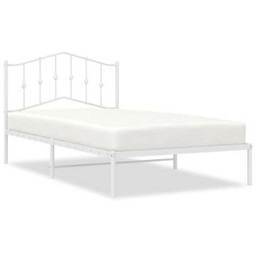 White Metal Bed Frame with Headboard - 107x203 cm