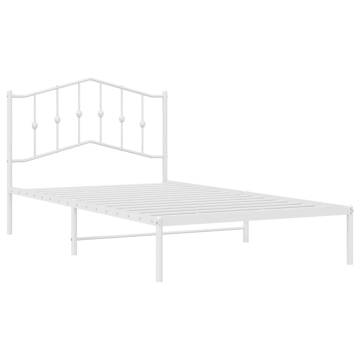 White Metal Bed Frame with Headboard - 107x203 cm