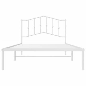 White Metal Bed Frame with Headboard - 107x203 cm