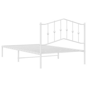 White Metal Bed Frame with Headboard - 107x203 cm