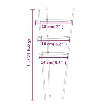 Garden Plant Supports with 3 Rings - 5 pcs Green Steel 45 cm