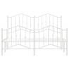 Elegant White Metal Bed Frame with Headboard & Footboard - 135x190 cm