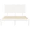 White Double Bed Frame with Headboard - Solid Pine Wood | Hipomarket