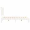 White Double Bed Frame with Headboard - Solid Pine Wood | Hipomarket