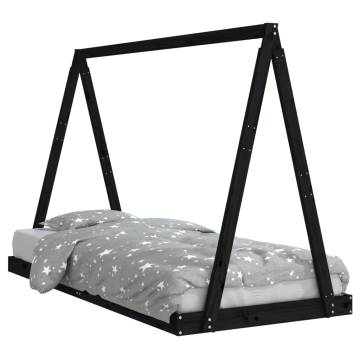 Kids Bed Frame Black 90x200 cm - Solid Pine for Adventure