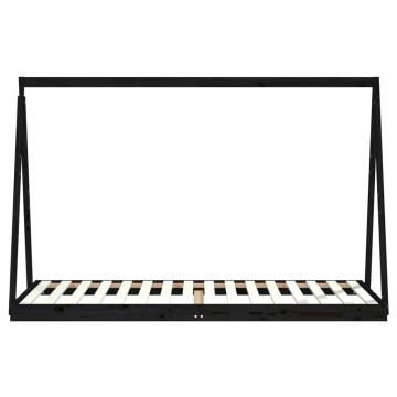 Kids Bed Frame Black 90x200 cm - Solid Pine for Adventure