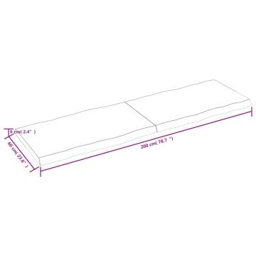 Untreated Solid Wood Live Edge Table Top 200x60 cm - HipoMarket