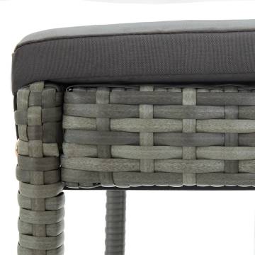 Garden Bar Stools with Cushions - 2 pcs Grey Poly Rattan