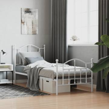 Elegant White Metal Bed Frame with Headboard 80x200 cm