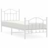 Elegant White Metal Bed Frame with Headboard 80x200 cm