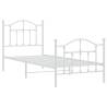 Elegant White Metal Bed Frame with Headboard 80x200 cm